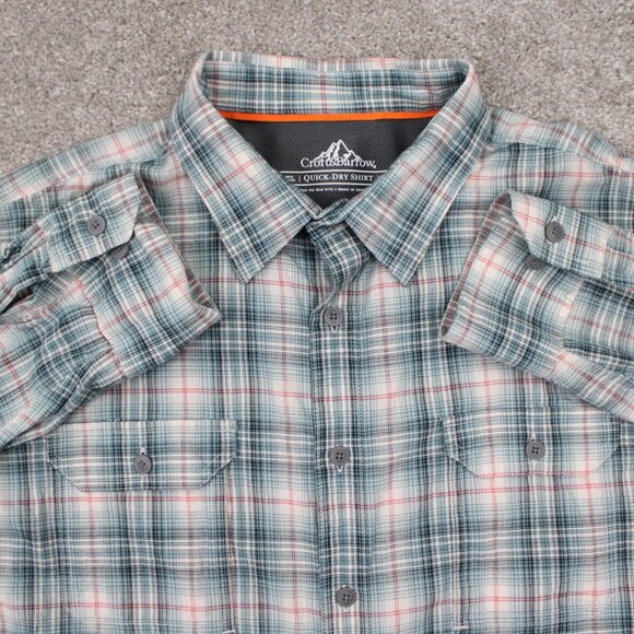 Croft & Barrow Quick Dry Shirt Mens XL Green/White/Orange L/S Stretch Button - Picture 1 of 13